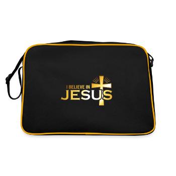 Je crois en Jésus - idée cadeau chrétien - Sac Retro - noir/or - Dos