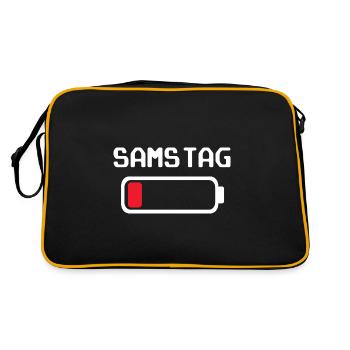 Samstag Batterie leer Design - Retro Tasche - Schwarz/Gold - Hinten