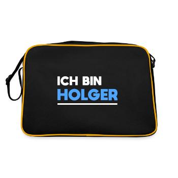 Holger Name Spruch für stolze Holger - Retro Tasche - Schwarz/Gold - Hinten