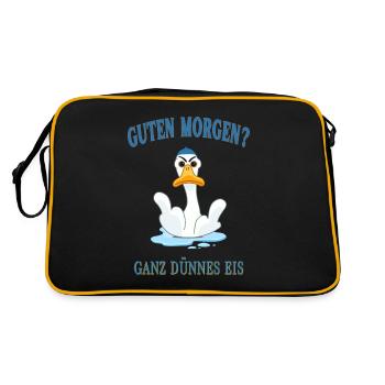 Guten Morgen? Ganz dünnes Eis. - Retro Tasche - Schwarz/Gold - Hinten