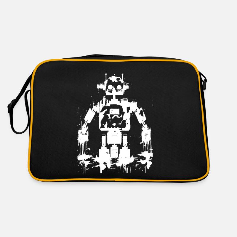 Silhouette de robot noir et blanc Sac Retro