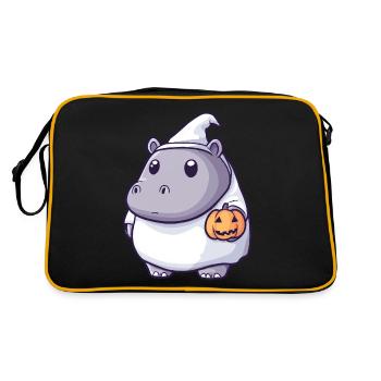 Nilpferd Halloween Comic Geist - Retro Tasche - Schwarz/Gold - Hinten