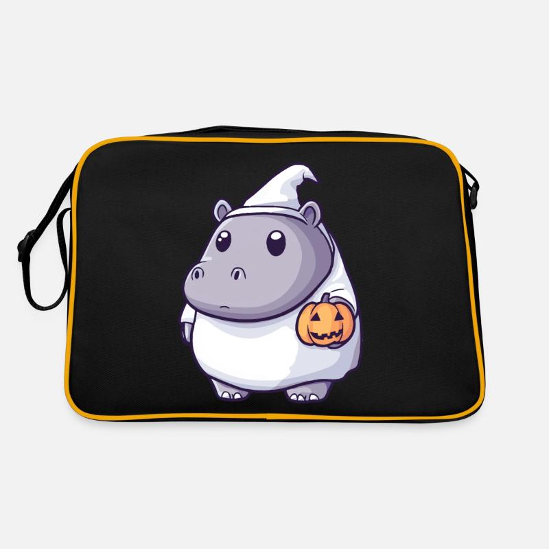Nilpferd Halloween Comic Geist Retro Tasche