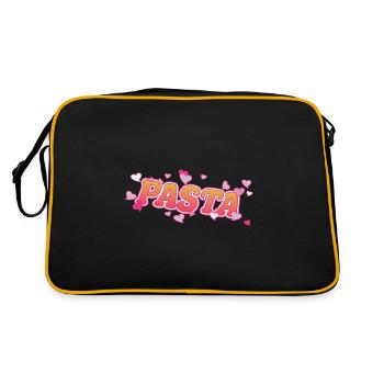 Pasta Liebe Nudel und Teigwaren Design - Retro Tasche - Schwarz/Gold - Hinten