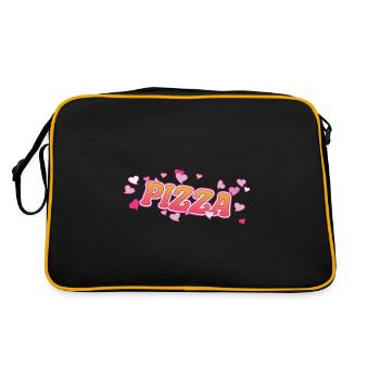 Cooles Currywurst mit rosa Herzen Design - Retro Tasche - Schwarz/Gold - Hinten