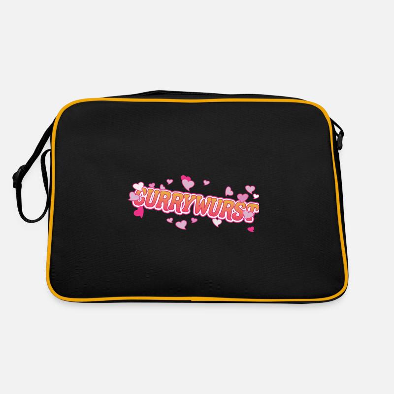 Cooles Currywurst mit rosa Herzen Design Retro Tasche