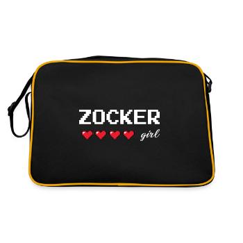 Zocker Girl Retro-Design mit 8-Bit Herz - Retro Tasche - Schwarz/Gold - Hinten