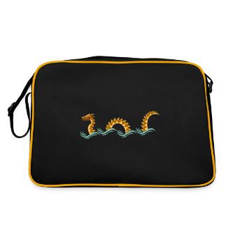 gelb goldene Seeschlange T-Shirt mit Seeungeheuer - Retro Tasche - Schwarz/Gold - Hinten