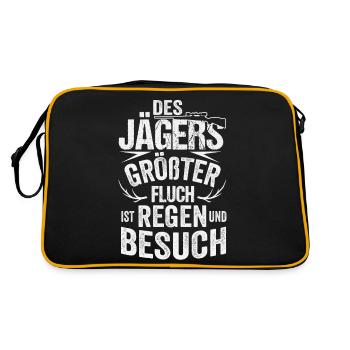 Des Jägers größter Fluch ist Besuch - Retro Tasche - Schwarz/Gold - Hinten