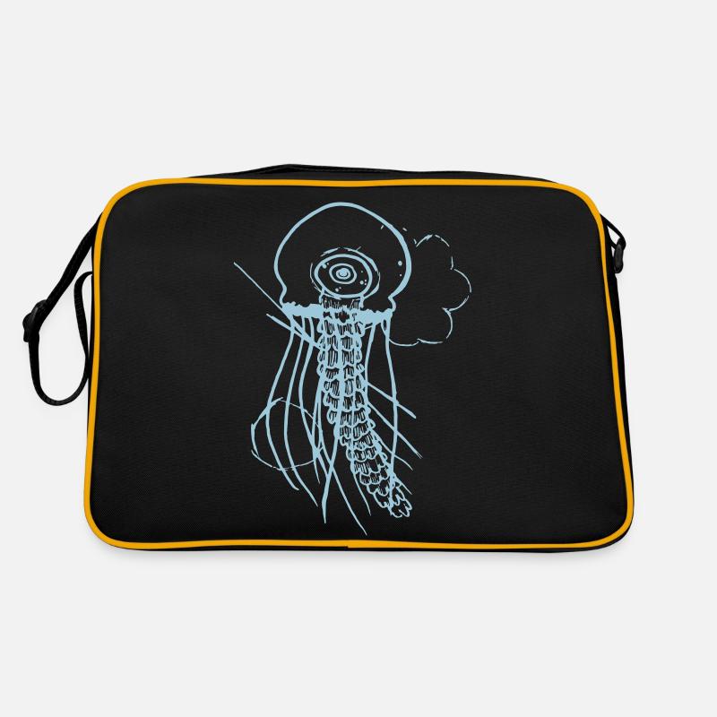Qualle - Retro Tasche - Schwarz/Gold