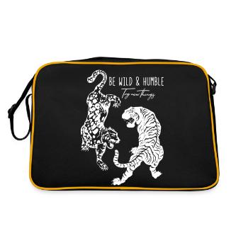 Be Wild And Humble - Tiger Leopard Illustration - Retro Bag - black/gold - Back