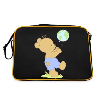 Bear boy playing with earth balloon. - Sac Retro - noir/or - Dos