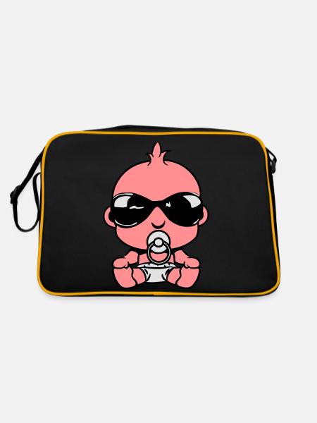 Bébé mignon suce sonnenbrillel - Sac Retro - noir/or - Dos