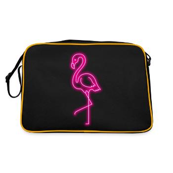 Flamingo Neon Geschenk Tierliebe TiereFlorida Tier - Retro Tasche - Schwarz/Gold - Hinten