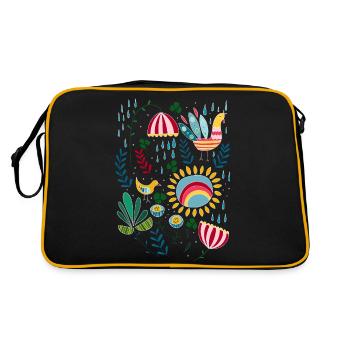 Lass es regnen. Skandinavisches Vintage Muster - Retro Tasche - Schwarz/Gold - Hinten