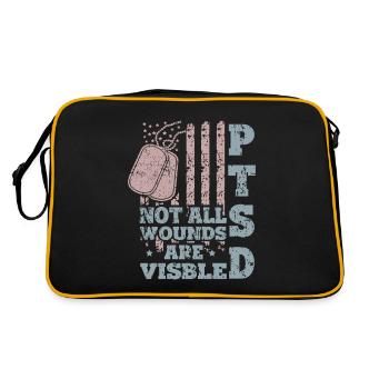 PTSD Nicht alle Wunden sind sichtbar - Retro Tasche - Schwarz/Gold - Hinten
