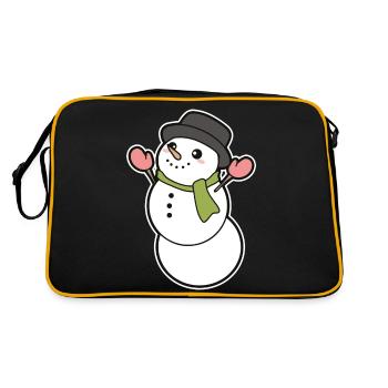 Schneemann - Retro Tasche - Schwarz/Gold - Hinten