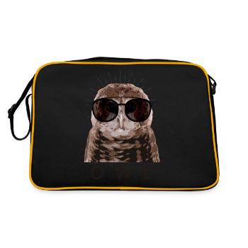 Owl Gläser Vintage - Retro Tasche - Schwarz/Gold - Hinten