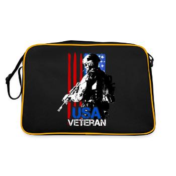 USA-VETERANEN-SENIORENARMEE-GEDENKTAG - Retro Tasche - Schwarz/Gold - Hinten