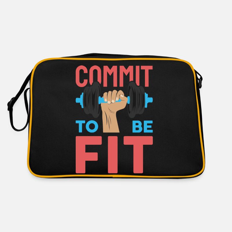 commit to be fit - Retro Tasche - Schwarz/Gold