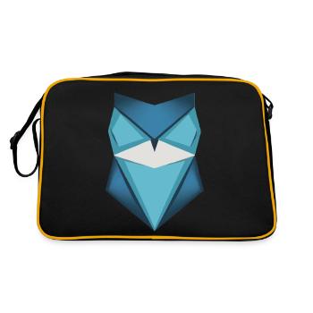 Blaue Eule Origami Kunst - Retro Tasche - Schwarz/Gold - Hinten