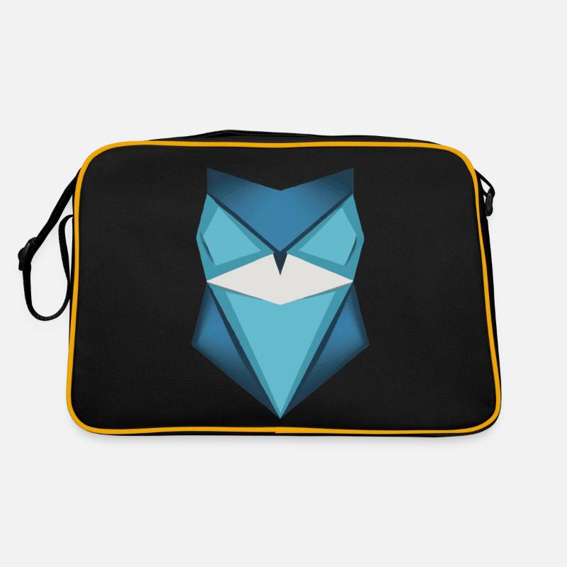 Blaue Eule Origami Kunst Retro Tasche