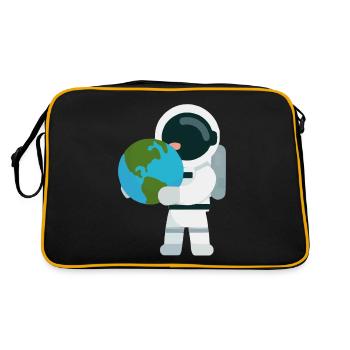 Astronaut mit Erdkugel Geschenk für Astronauten - Retro Tasche - Schwarz/Gold - Hinten
