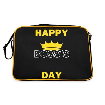 T-Shirt Happy Bosss Day Geschenk Chef Vorgesetzter - Retro Tasche - Schwarz/Gold - Hinten