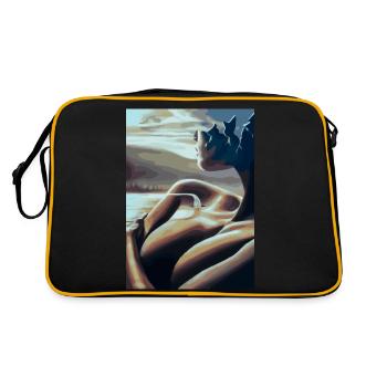 Surrealistische Malerei - Retro Tasche - Schwarz/Gold - Hinten