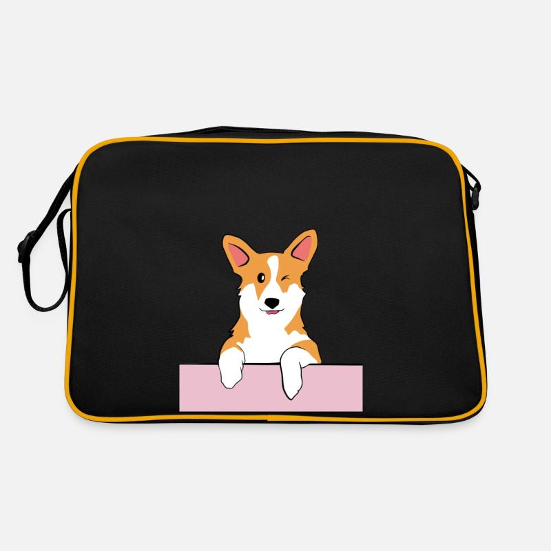 Corgi on a wall - Sac Retro - noir/or