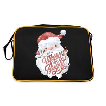 Süßer Weihnachtsmann lettering Be Merry and Bright - Retro Tasche - Schwarz/Gold - Hinten