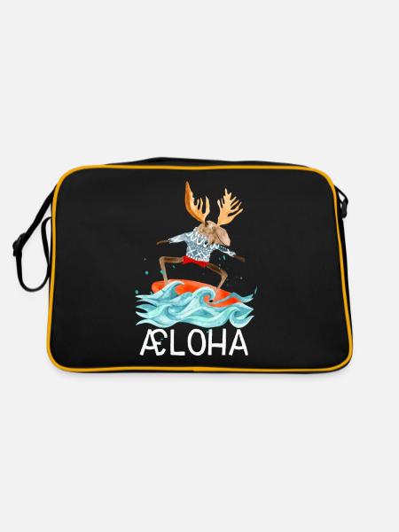 Æloha. L’orignal sur la vague parfaite - Sac Retro - noir/or - Dos
