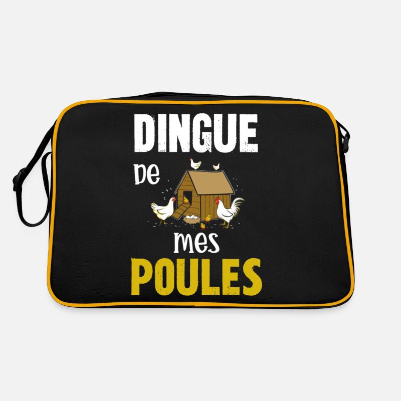 dingue de mes poules - Sac Retro - noir/or