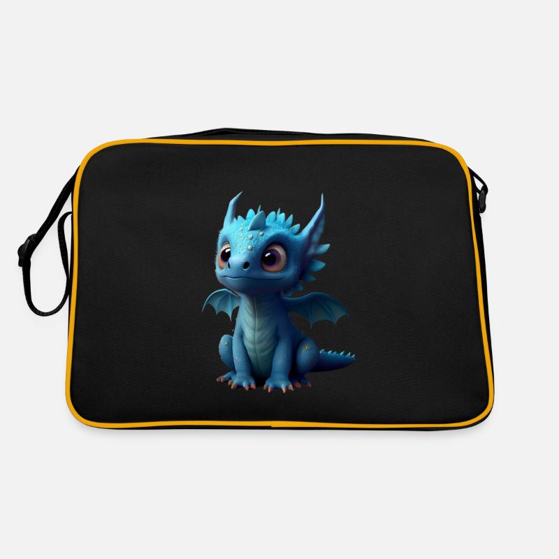 Kleiner Süßer Drache 6 - Retro Tasche - Schwarz/Gold