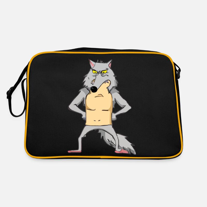 Scherz der verärgerte Wolf Retro Tasche