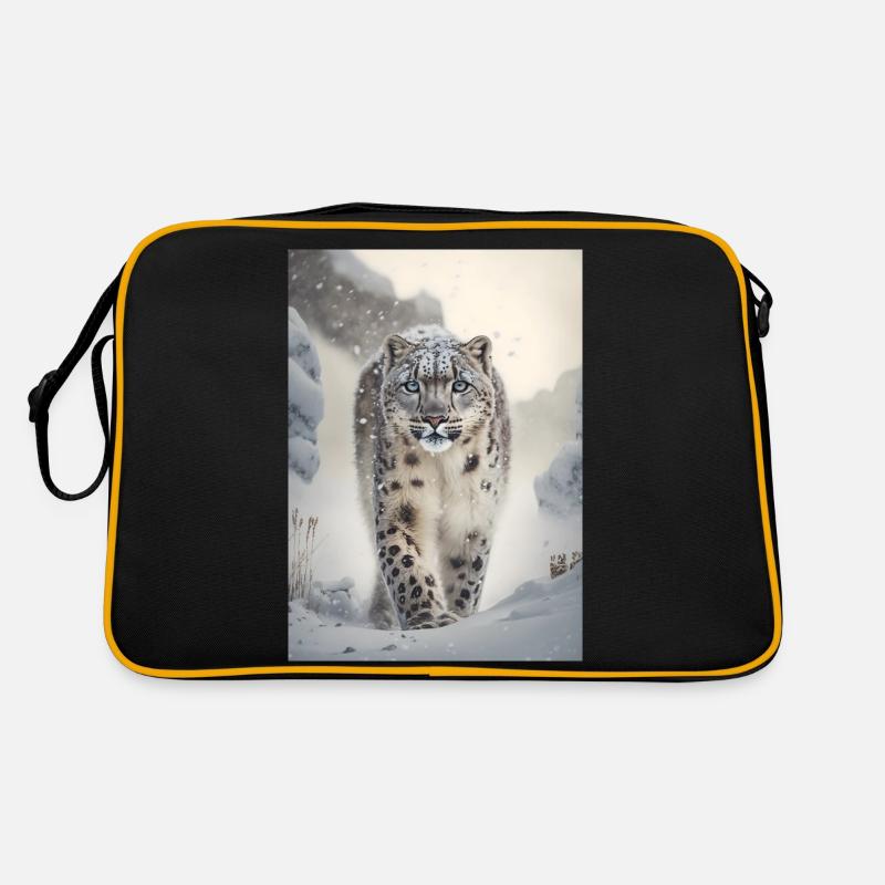 Schneeleopard Retro Tasche