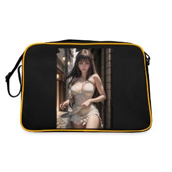 Woman in a alley, town,Generated AI - Retro Bag - black/gold - Back