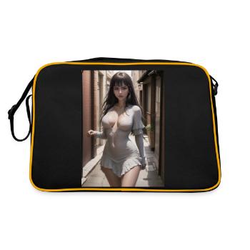 Woman in a alley, town,Generated AI - Retro Bag - black/gold - Back