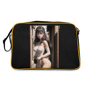Woman in a alley, town,Generated AI - Retro Bag - black/gold - Back