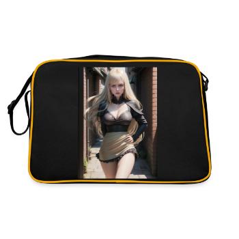 Woman in a alley, town,Generated AI - Retro Bag - black/gold - Back