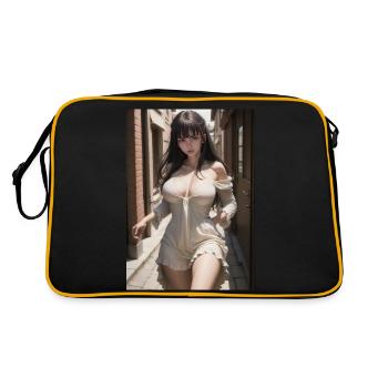 Woman in a alley, town,Generated AI - Retro Bag - black/gold - Back