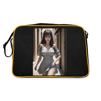 Woman in a alley, town,Generated AI - Retro Bag - black/gold - Back