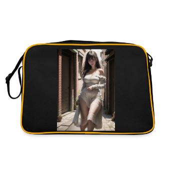 Woman in a alley, town,Generated AI - Retro Bag - black/gold - Back