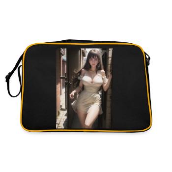 Woman in a alley, town,Generated AI - Retro Bag - black/gold - Back