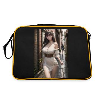 Woman in a alley, town,Generated AI - Retro Bag - black/gold - Back