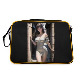 Woman in a alley, town,Generated AI - Retro Bag - black/gold - Back