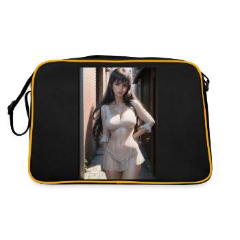 Woman in a alley, town,Generated AI - Retro Bag - black/gold - Back