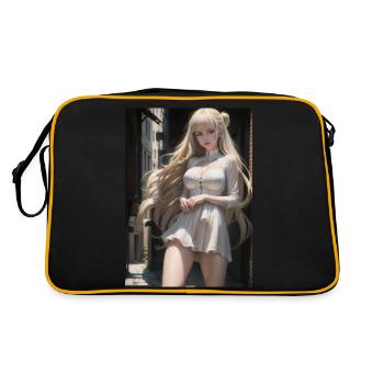 Woman in a alley, town,Generated AI - Retro Bag - black/gold - Back