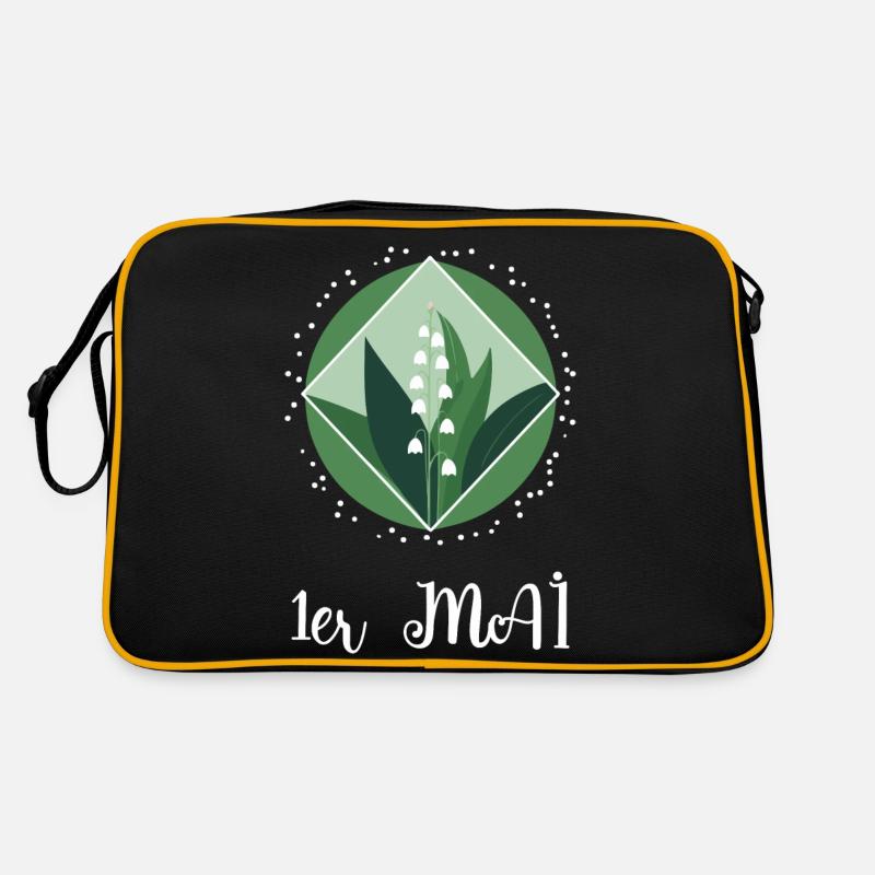 Maiglöckchen des 1. Mai - Retro Tasche - Schwarz/Gold
