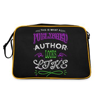 copywriter joke book author geek literary - Retro Tasche - Schwarz/Gold - Hinten